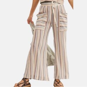 🌺 Free People • Jones Beach Wideleg Striped Pant